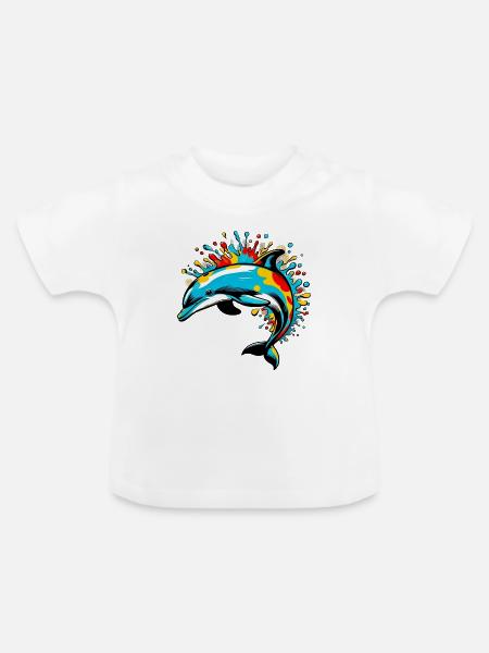 Delfin - Baby Bio-T-Shirt mit Rundhals - Weiß