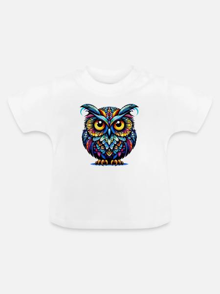 Eule - Baby Bio-T-Shirt mit Rundhals - Weiß
