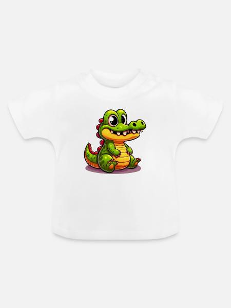Alligator-Krokodil - Baby Bio-T-Shirt mit Rundhals - Weiß