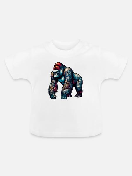 Gorilla - Baby Bio-T-Shirt mit Rundhals - Weiß