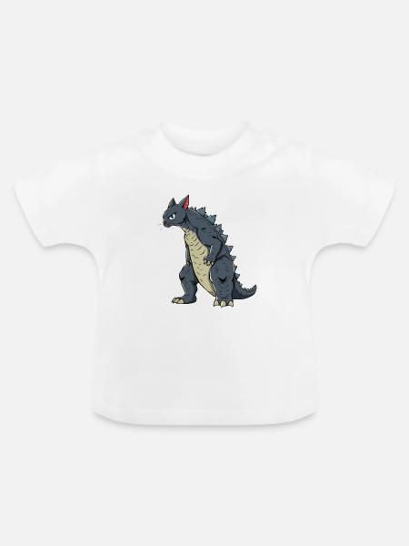 Katze als Echse - Baby Bio-T-Shirt mit Rundhals - Weiß