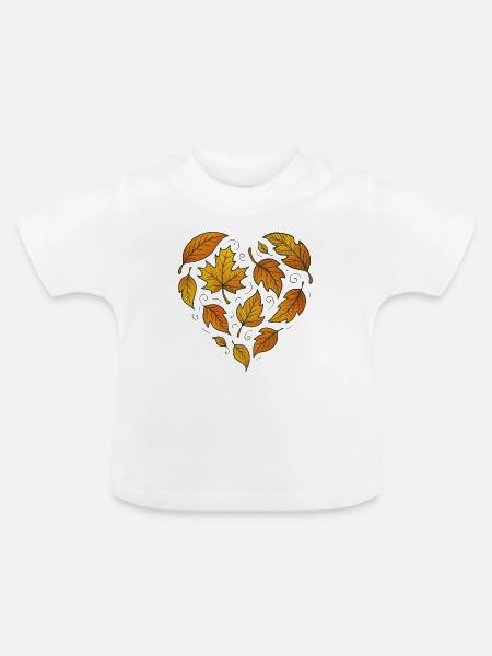 Herbstliches Herzblattmuster - Baby Bio-T-Shirt mit Rundhals - Weiß