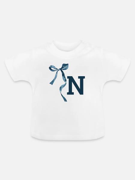 Monogramm n Geschenkidee - Baby Bio-T-Shirt mit Rundhals - Weiß