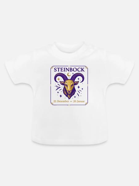 Sternzeichen Steinbock - Baby Bio-T-Shirt mit Rundhals - Weiß