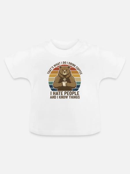 Bär Kaffee Rebell Retro - Baby Bio-T-Shirt mit Rundhals - Weiß