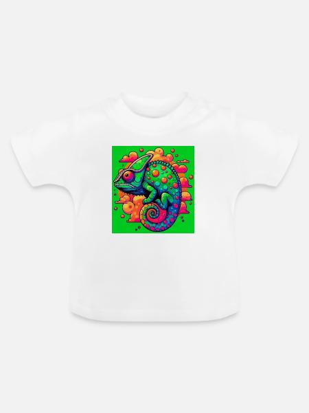 Chamäleon - Baby Bio-T-Shirt mit Rundhals - Weiß
