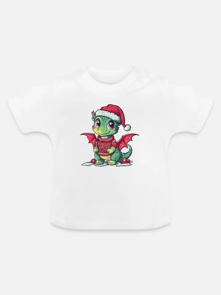Drache Weihnachten Xmas - Baby Bio-T-Shirt mit Rundhals - Weiß