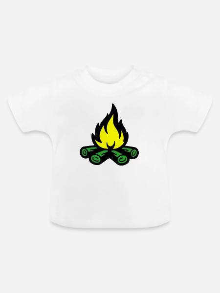 Lagerfeuer Symbol Flamme - Baby Bio-T-Shirt mit Rundhals - Weiß