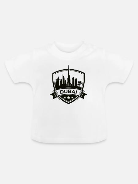Dubai Skyline Shield - Baby Bio-T-Shirt mit Rundhals - Weiß