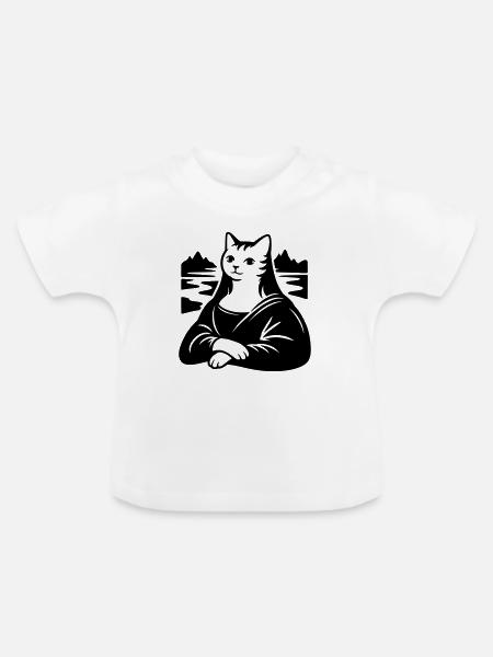 Katze Lisa Portrait - Baby Bio-T-Shirt mit Rundhals - Weiß