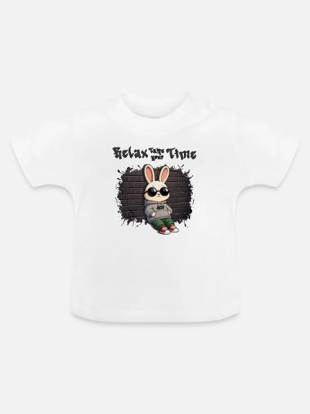 Bunny Urban - Baby Bio-T-Shirt mit Rundhals - Weiß