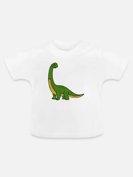 Dinosaurier - Baby Bio-T-Shirt mit Rundhals - Weiß