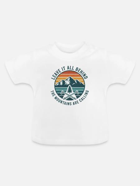 Berge rufen Patch - Baby Bio-T-Shirt mit Rundhals - Weiß
