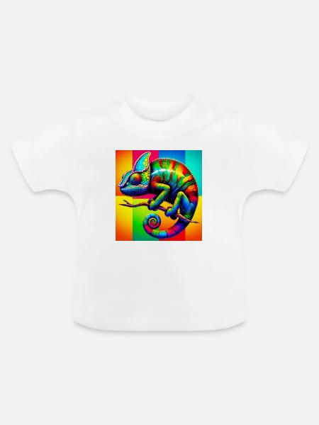 Chamäleon - Baby Bio-T-Shirt mit Rundhals - Weiß