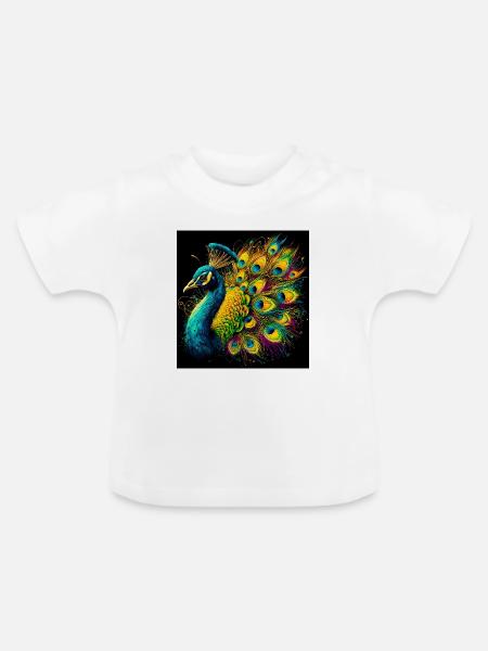 Pfau - Baby Bio-T-Shirt mit Rundhals - Weiß
