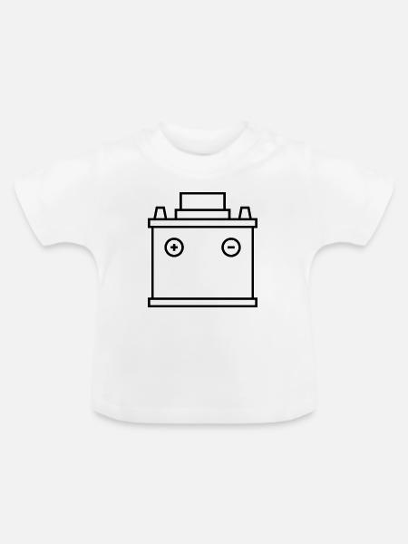 Autobatterie - Baby Bio-T-Shirt mit Rundhals - Weiß