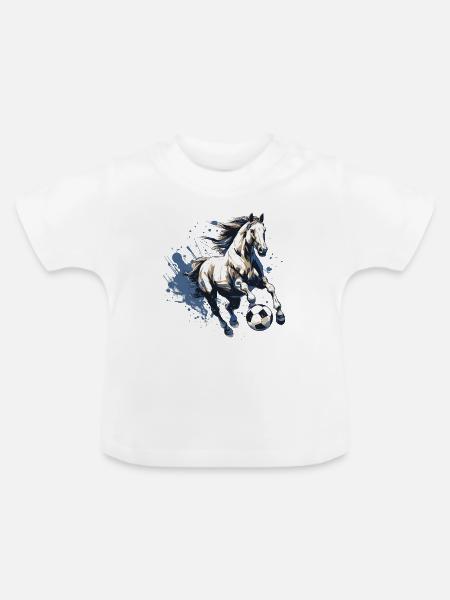 Pferd Fussball Team - Baby Bio-T-Shirt mit Rundhals - Weiß