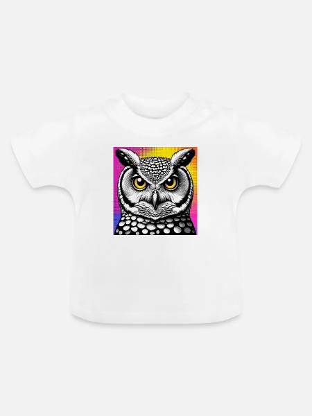 Eule - Baby Bio-T-Shirt mit Rundhals - Weiß