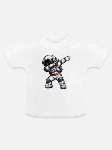 Dabbing Astronaut - Baby Bio-T-Shirt mit Rundhals - Weiß