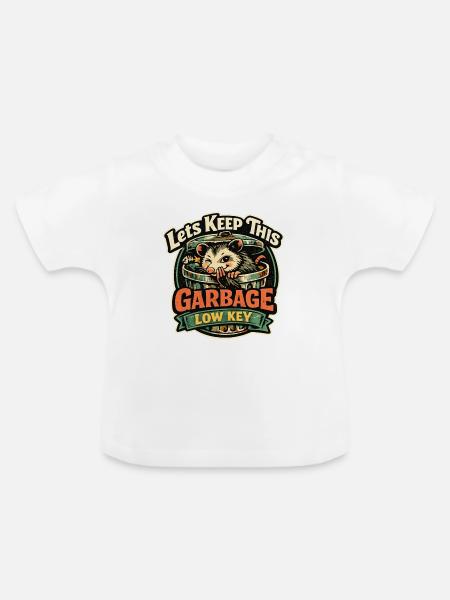 Garbage Low Key Waschbär - Baby Bio-T-Shirt mit Rundhals - Weiß