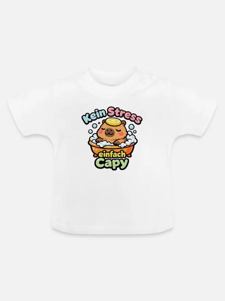 Kein Stress Einfach Cappy - Baby Bio-T-Shirt mit Rundhals - Weiß