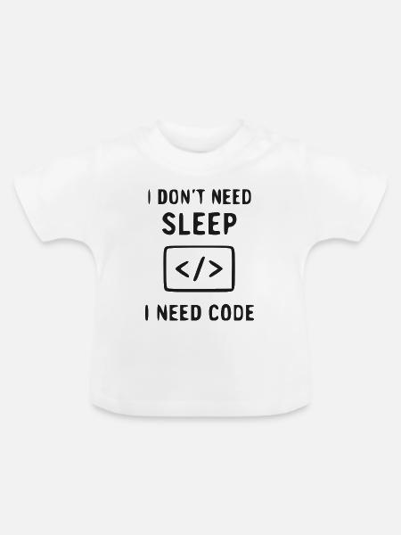 Code statt Schlaf - Baby Bio-T-Shirt mit Rundhals - Weiß