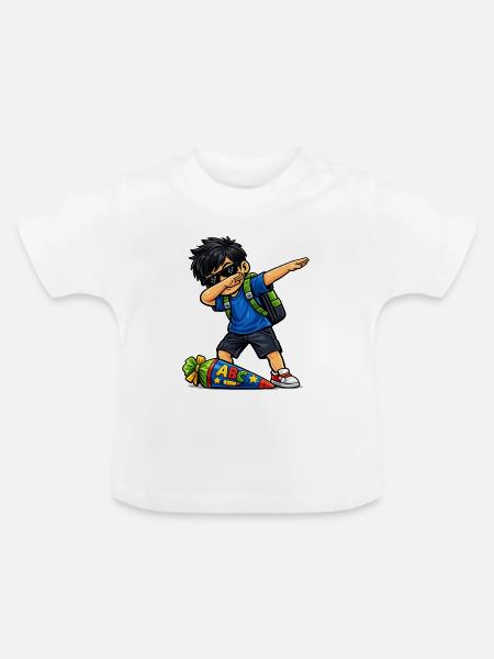 Dabbing ABC-Schütze schwarze Haare - Baby Bio-T-Shirt mit Rundhals - Weiß