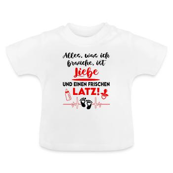 Alles was ich brauche ist Liebe Latz Lätzchen - Baby Bio-T-Shirt mit Rundhals - Weiß - Vorne