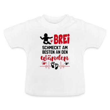 Brei essen Kleckern Hunger Babysprüche - Baby Bio-T-Shirt mit Rundhals - Weiß - Vorne