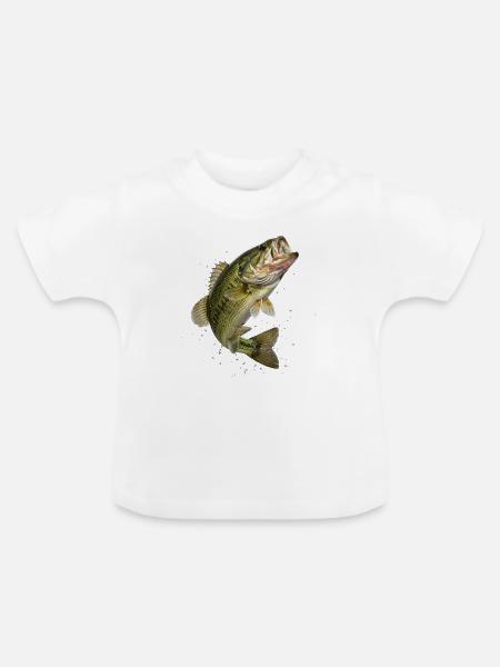 Bass im dynamischen Sprung - Baby Bio-T-Shirt mit Rundhals - Weiß