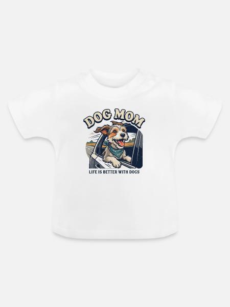 Hundemama - Baby Bio-T-Shirt mit Rundhals - Weiß