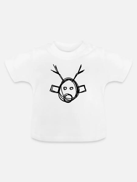 Rentier handgezeichnet - Baby Bio-T-Shirt mit Rundhals - Weiß