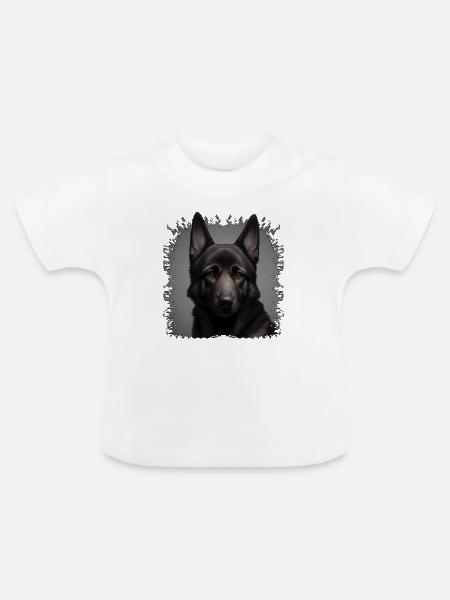 Dunkler Schäferhund  - Baby Bio-T-Shirt mit Rundhals - Weiß