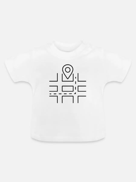 GPS-Straßenkarten-Linien-Symbol - Baby Bio-T-Shirt mit Rundhals - Weiß