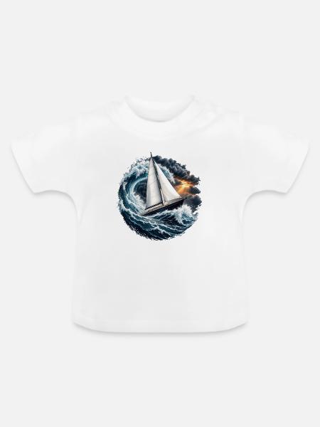 Segelschiff - Baby Bio-T-Shirt mit Rundhals - Weiß