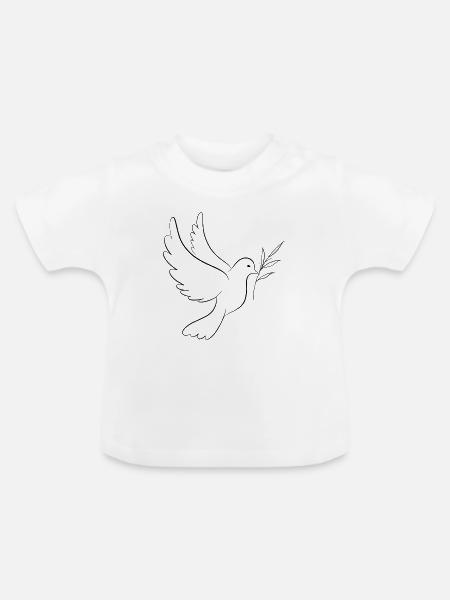 Friedenstaube mit Olivenzweig - Baby Bio-T-Shirt mit Rundhals - Weiß