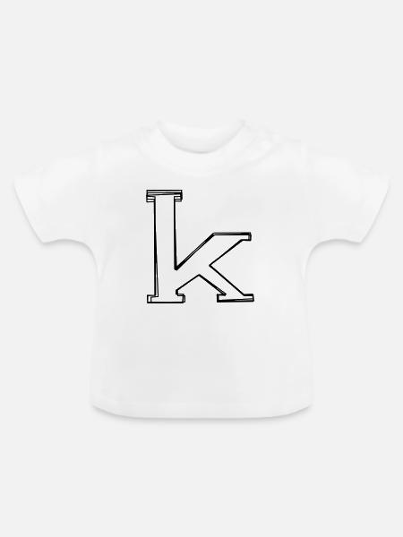 Kleinbuchstabe k handgezeichnet - Baby Bio-T-Shirt mit Rundhals - Weiß