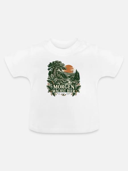 Morgen wächst hier – Waldlandschaft - Baby Bio-T-Shirt mit Rundhals - Weiß