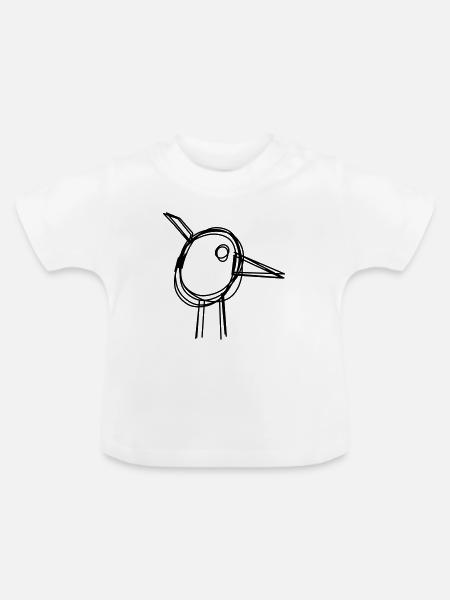 Storch handgezeichnet - Baby Bio-T-Shirt mit Rundhals - Weiß