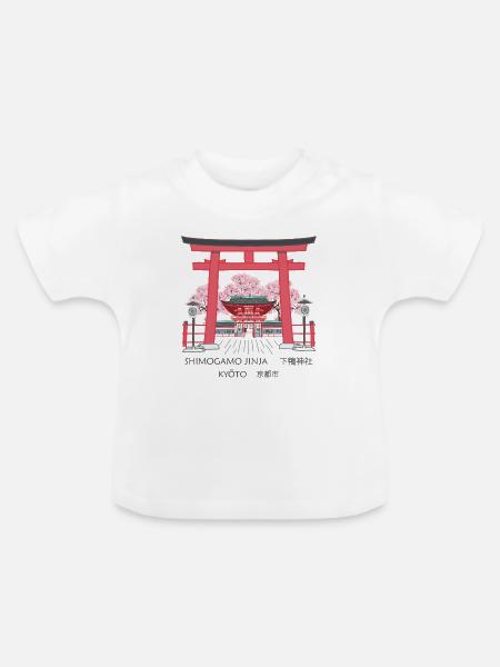 Kyoto Torii und Kirschblüten - Baby Bio-T-Shirt mit Rundhals - Weiß