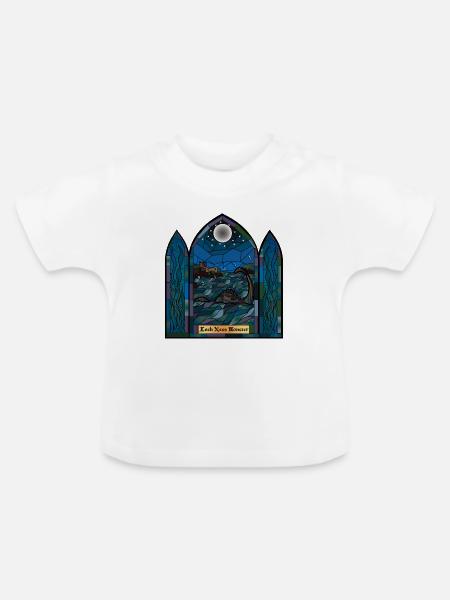 Loch Ness Monster Buntglas - Baby Bio-T-Shirt mit Rundhals - Weiß