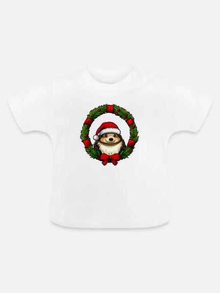 Igel Christmas - Baby Bio-T-Shirt mit Rundhals - Weiß