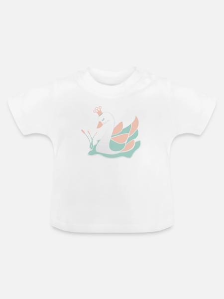 schwan_baby_pastell - Baby Bio-T-Shirt mit Rundhals - Weiß