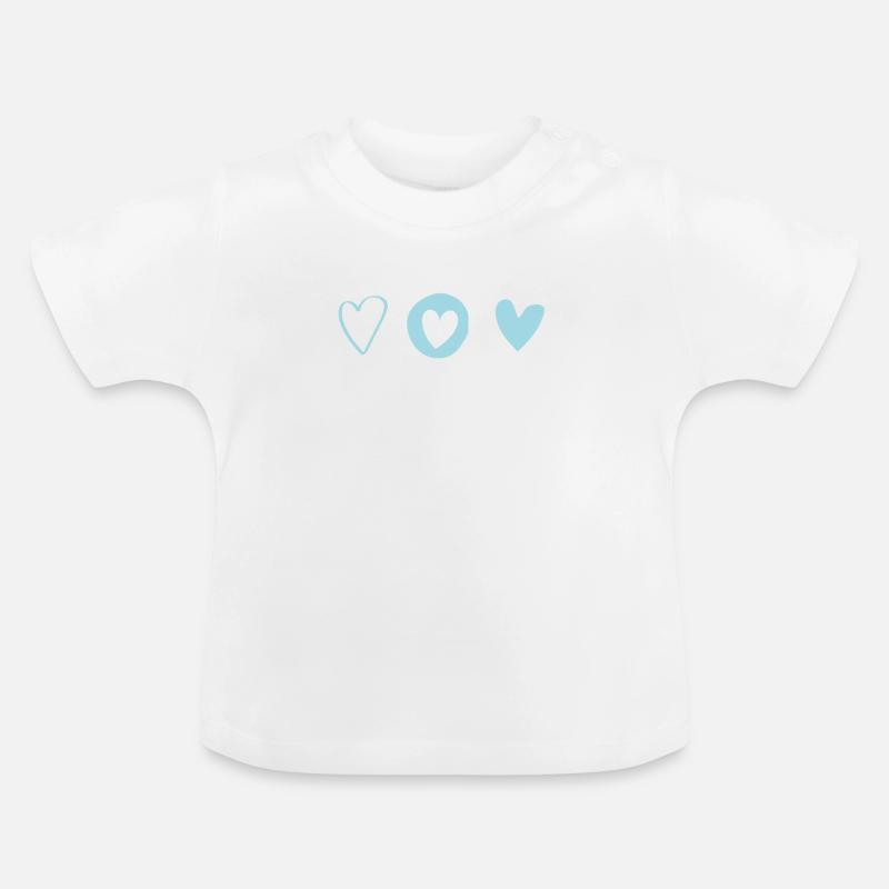 Petits coeurs bleus - T-shirt bio col rond Bébé - blanc