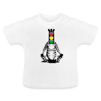 Zèbre, feu de circulation, tête, art, street art, urbain - T-shirt bio col rond Bébé - blanc - Devant