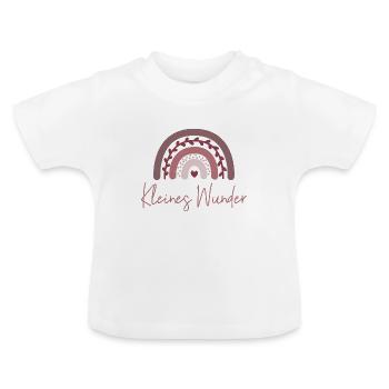Regenbogen in Rosa - Kleines Wunder - Baby Bio-T-Shirt mit Rundhals - Weiß - Vorne