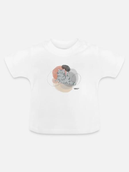 🐾 Grau getigerte Katze🐱 - Baby Bio-T-Shirt mit Rundhals - Weiß