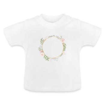 Modern Pastel Boho Flower Circle customizable - Baby Organic T-Shirt with Round Neck - white - Front