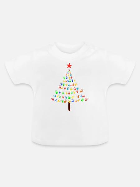 Weihnachtsbaum Kinder Frieden - Baby Bio-T-Shirt mit Rundhals - Weiß