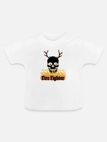 Fire Fighter - Baby Bio-T-Shirt mit Rundhals - Weiß